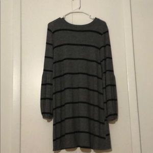 Grey and black striped sweater dress
